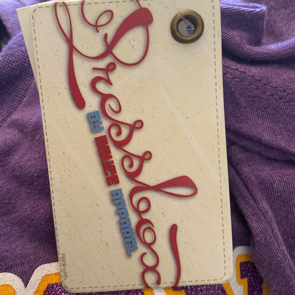 🔥NWT💜BATON ROUGE LSU Purple/Gold/White Tee with Shimmer💛Small - Picture 7 of 8